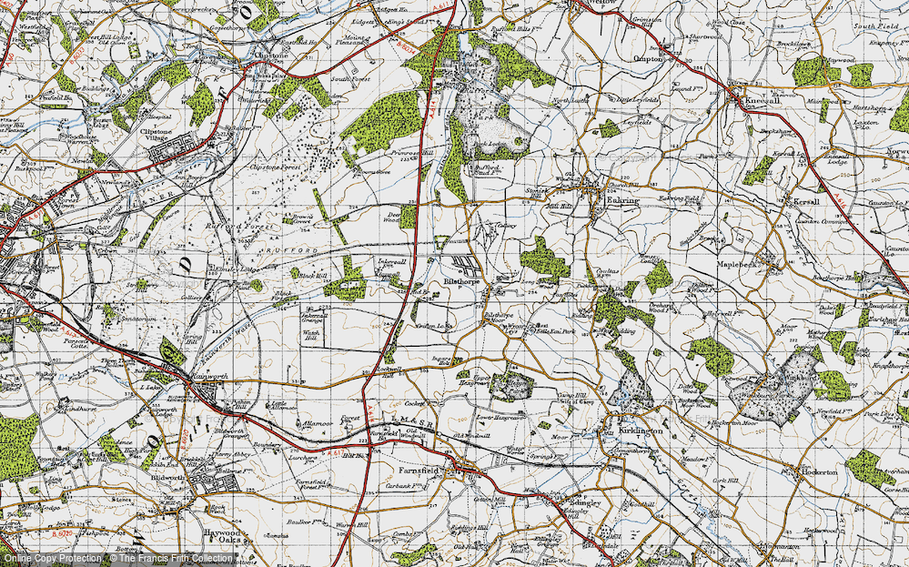 Old Map of Historic Map covering Nottinghamshire in 1947