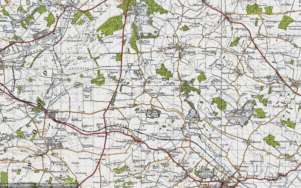 Old Map of Historic Map covering Wycar Leys in 1947