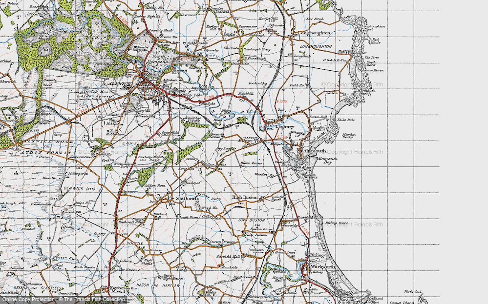 Old Map of Historic Map covering Bilton Barns in 1947