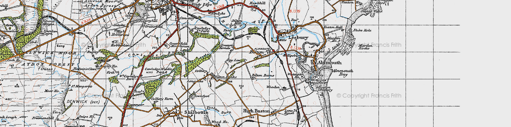 Old map of Bilton in 1947
