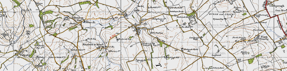 Old map of Binbrook in 1946