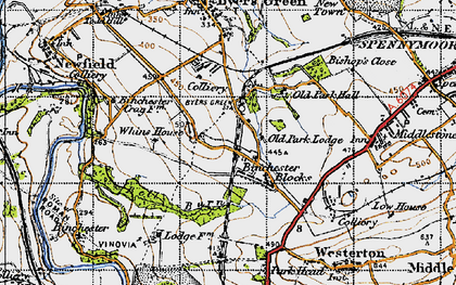 Old map of Binchester Blocks in 1947