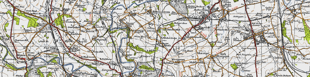 Old map of Binchester Blocks in 1947