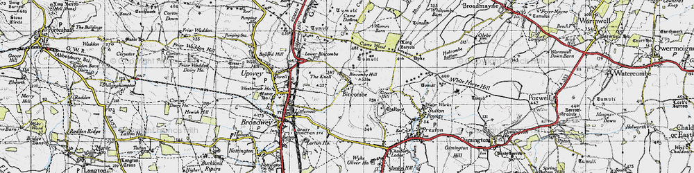 Old map of Bincombe Hill in 1946