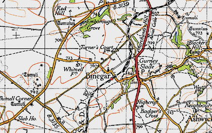 Old map of Binegar in 1946