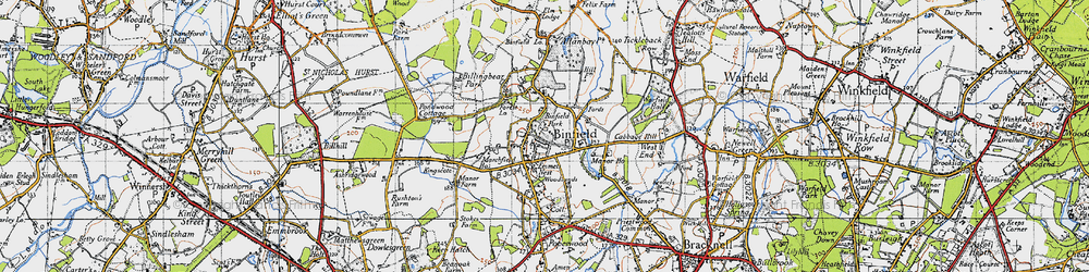 Old map of Binfield in 1940