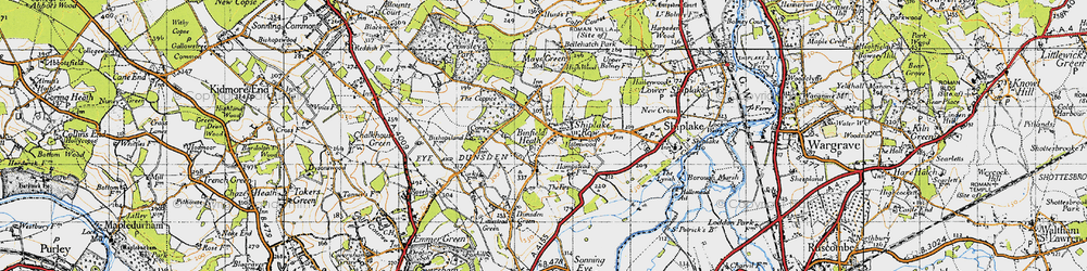 Old map of Binfield Heath in 1947