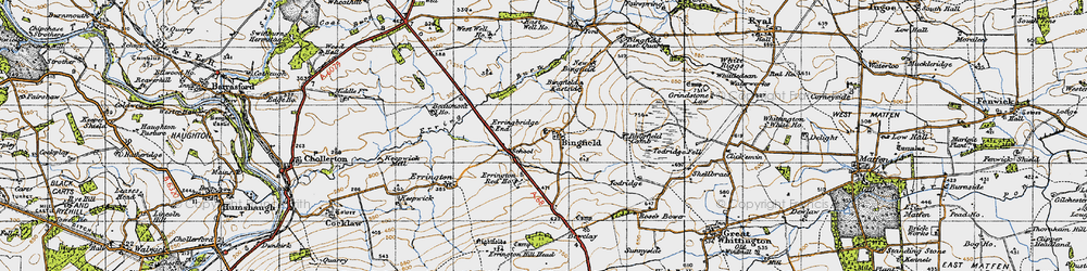 Old map of Todridge Fell in 1947