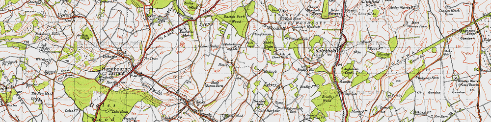 Old map of Binley in 1945
