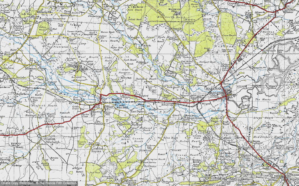 Old Map of Historic Map covering Binnegar Plain in 1945