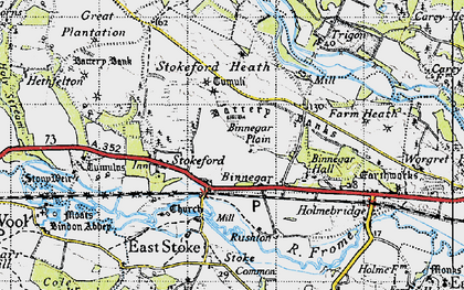 Old map of Binnegar in 1945