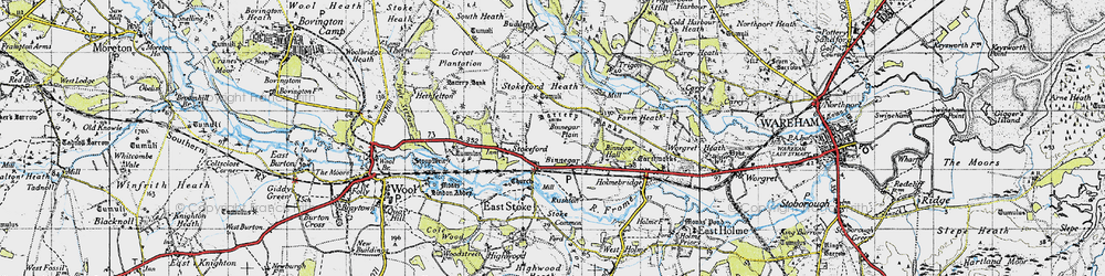 Old map of Binnegar Hall in 1945