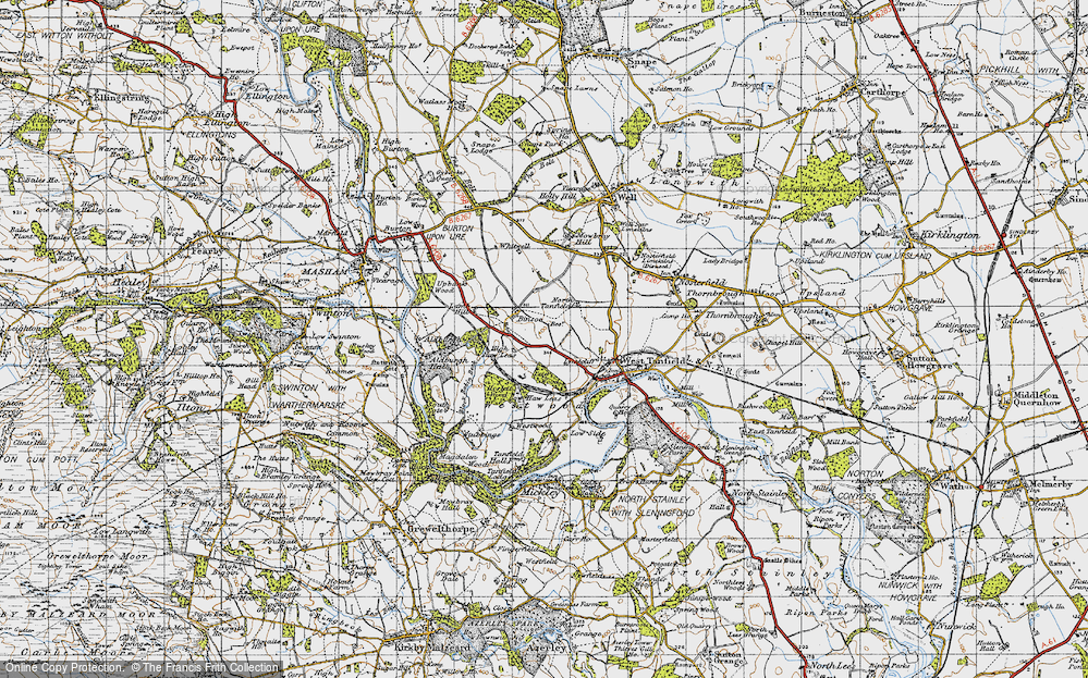 Old Map of Historic Map covering Black Robin Beck in 1947