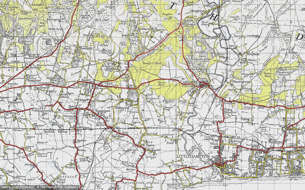 Old Map of Historic Map covering Binsted Wood in 1940