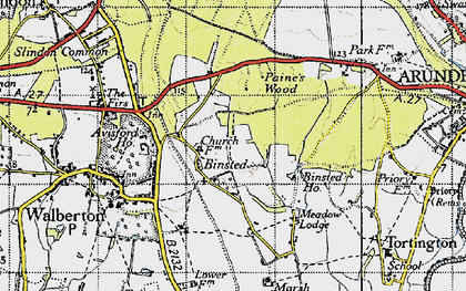Old map of Binsted in 1940