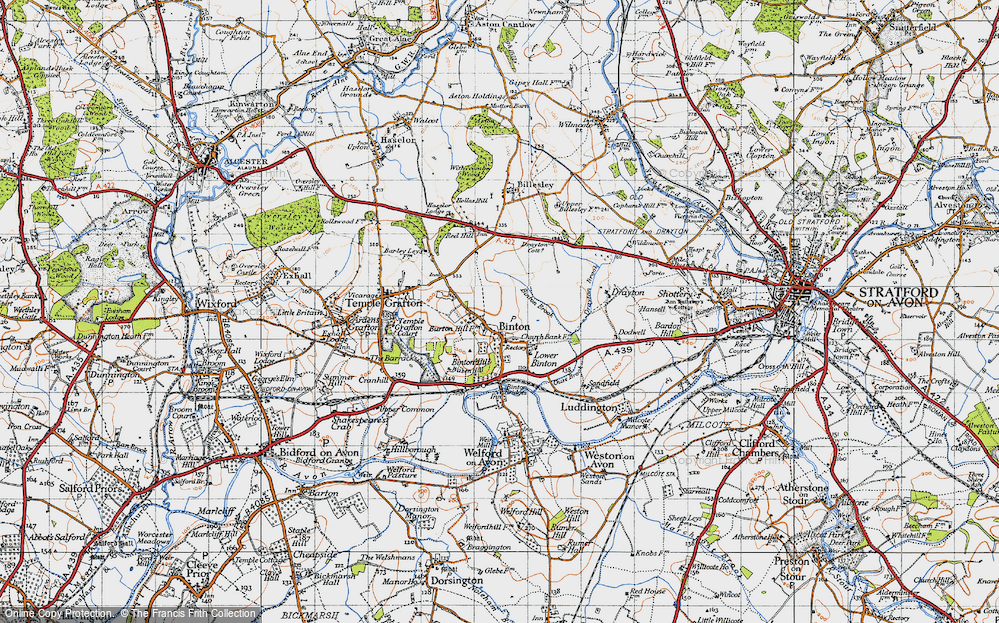 Old Map of Historic Map covering Binton Brook in 1947