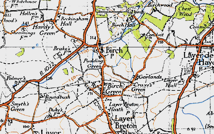 Old map of Birch in 1945