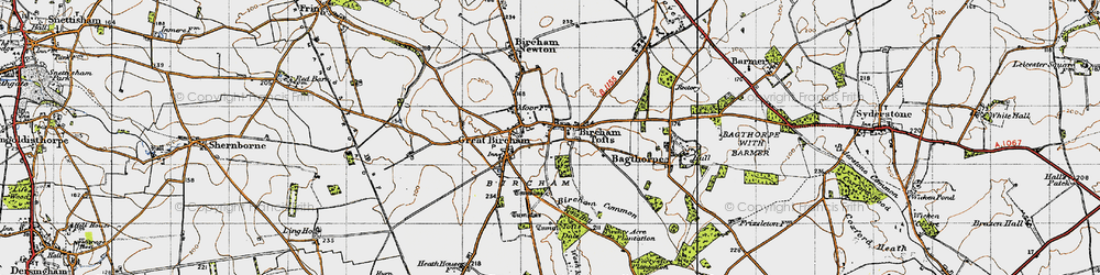 Old map of Bircham Tofts in 1946