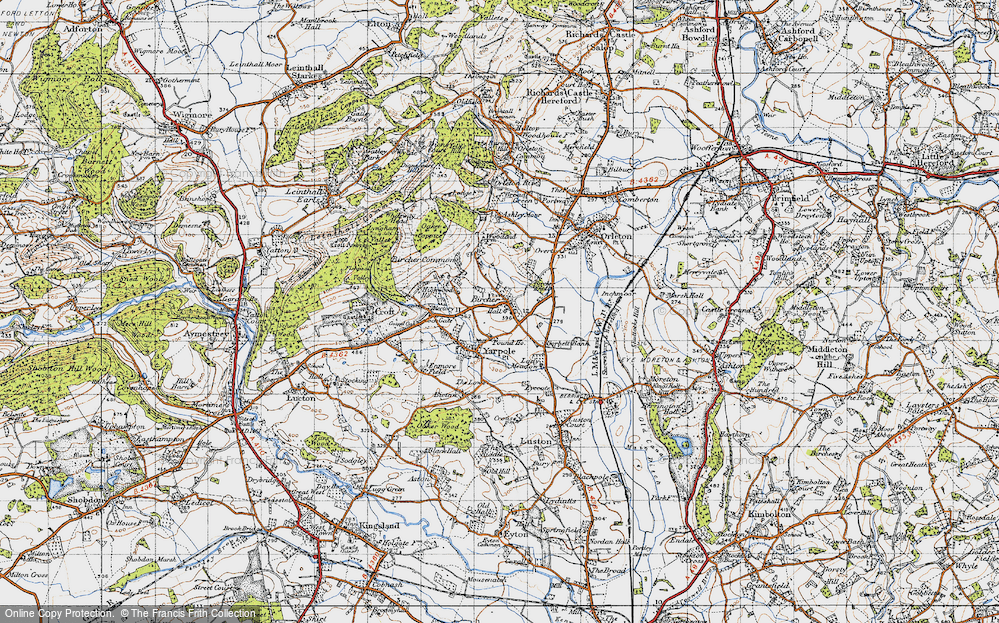 Old Map of Bircher, 1947 in 1947