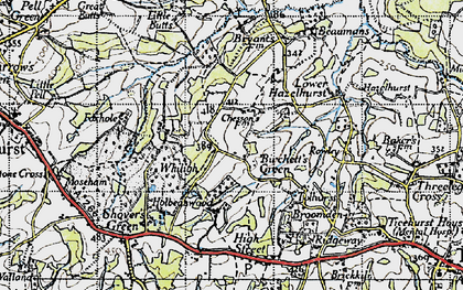 Old map of Birchett's Green in 1940