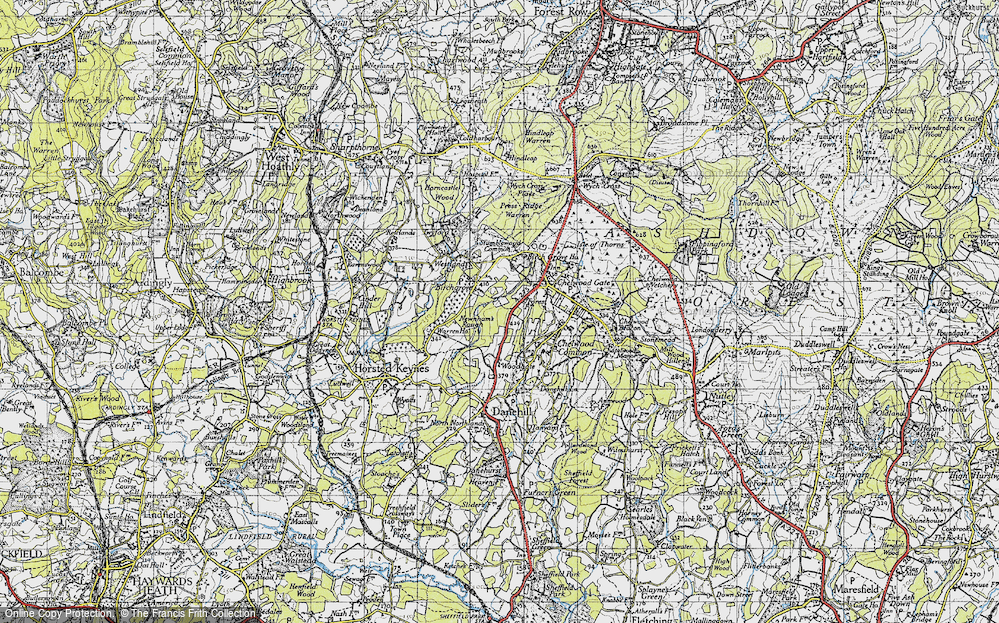 Old Map of Historic Map covering Birch Grove Ho in 1940