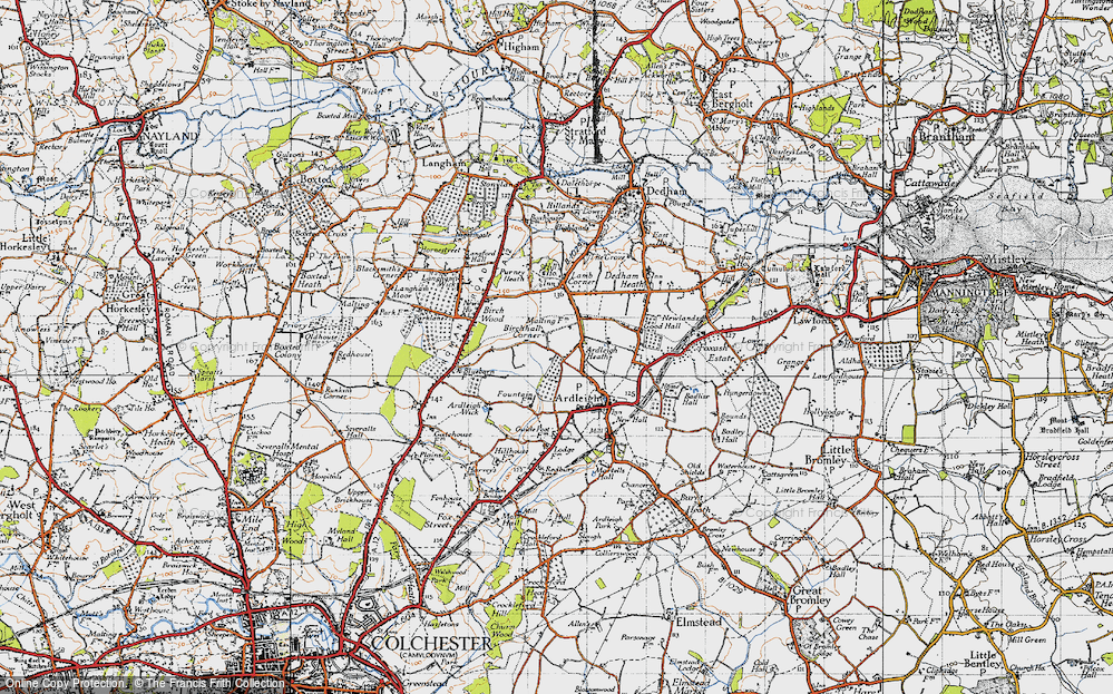 Old Map of Birchhall Corner, 1945 in 1945