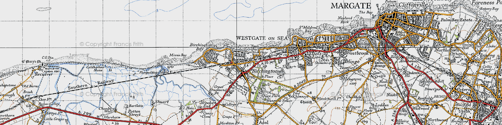 Old map of Birchington in 1947