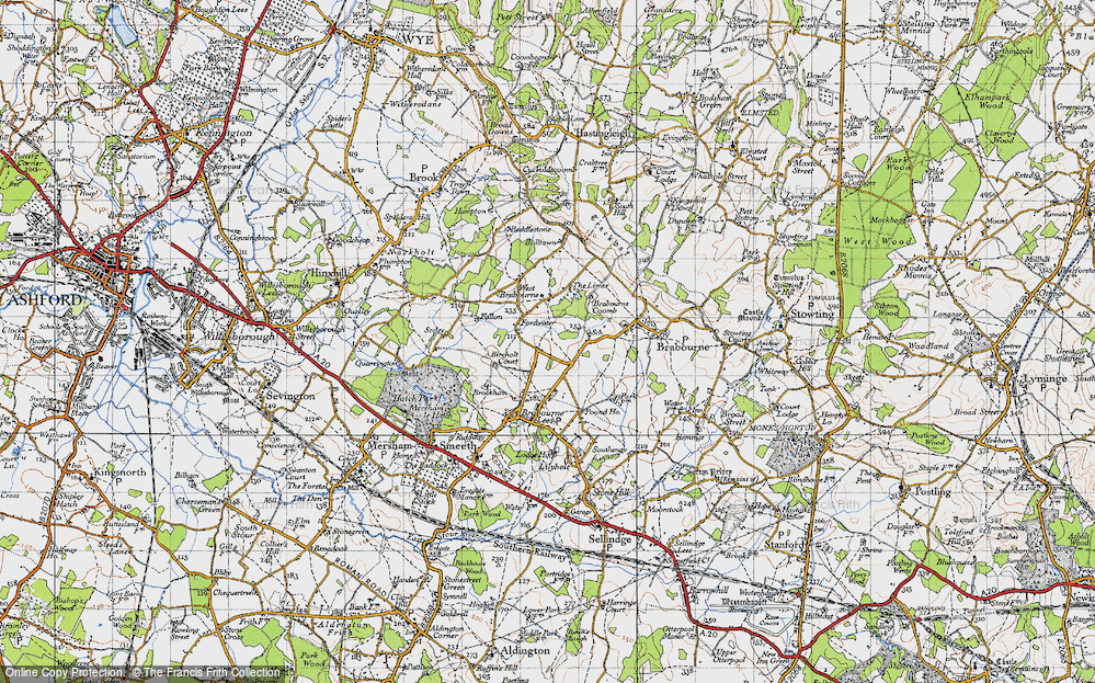 Old Map of Bircholt Forstal, 1940 in 1940