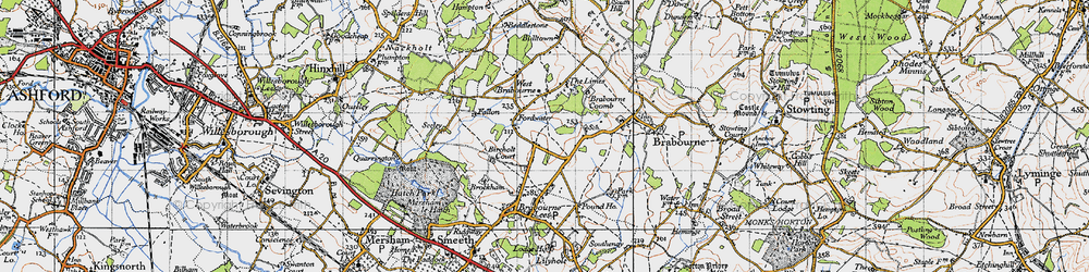Old map of Bircholt Court in 1940