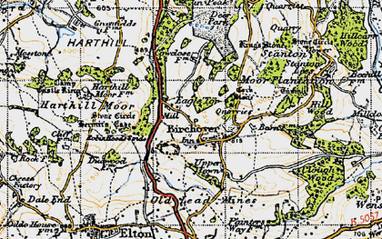 Old map of Birchover in 1947