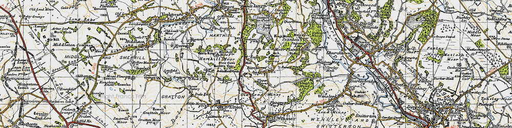 Old map of Birchover in 1947