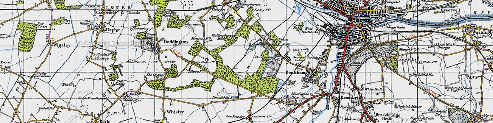 Old map of Birchwood in 1947