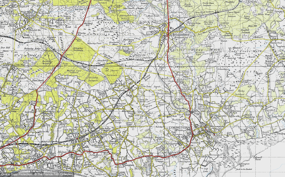 Old Map of Historic Map covering Widden Bottom in 1940
