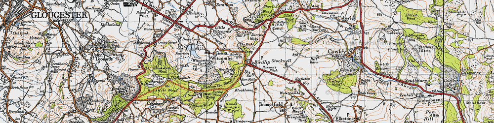 Old map of Birdlip in 1946