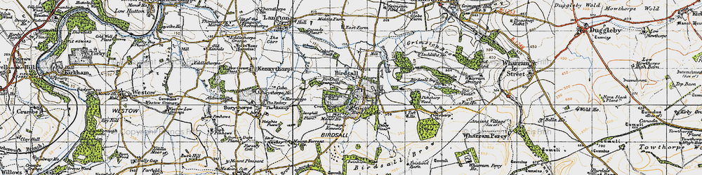 Old map of Birdsall Ho in 1947