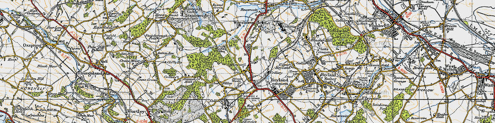 Old map of Birdwell in 1947