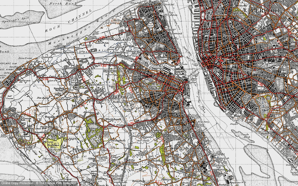 Old Map of Historic Map covering Birkenhead Park in 1947
