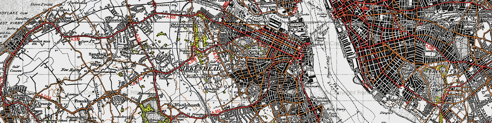 Old map of Birkenhead in 1947