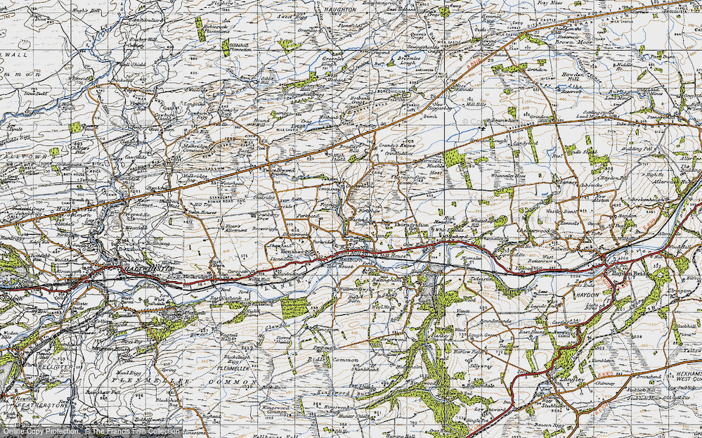 Old Map of Historic Map covering Brackies Burn in 1947