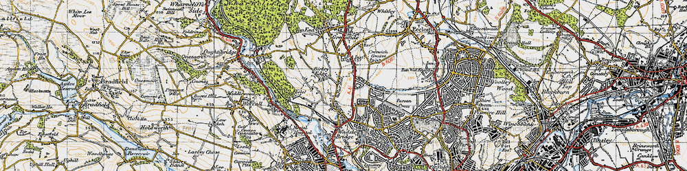 Old map of Birley Carr in 1947