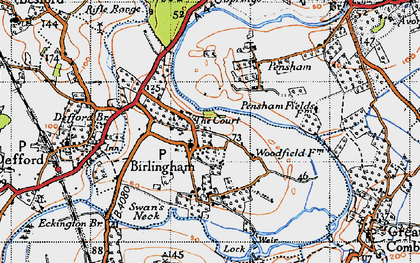 Old map of Birlingham in 1946
