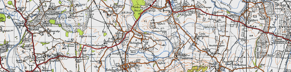 Old map of Birlingham in 1946