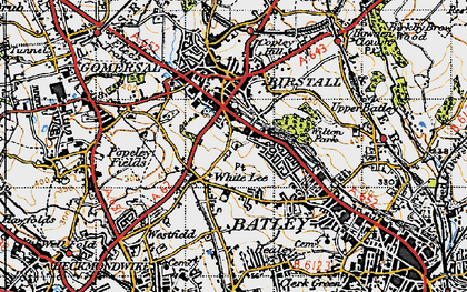 Old map of Birstall Smithies in 1947