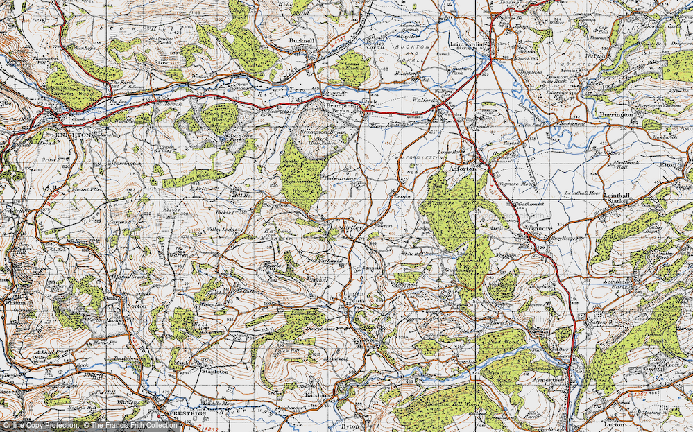 Old Map of Historic Map covering Willey Lodge in 1947
