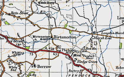 Old map of Birtsmorton in 1947