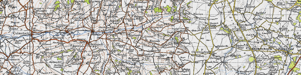 Old map of Biscombe in 1946