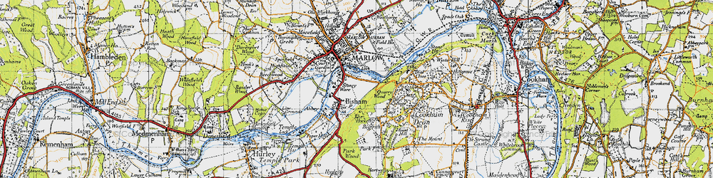 Old map of Bisham in 1947