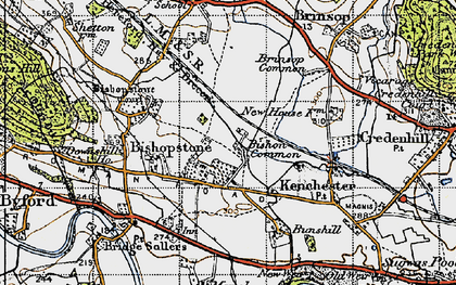 Old map of Bishon Common in 1947
