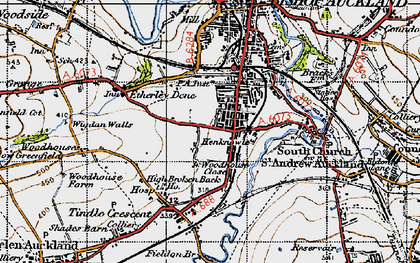 Old map of Bishop Auckland in 1947