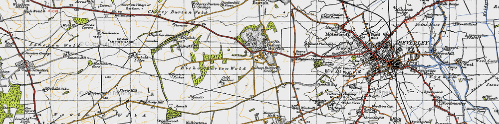 Old map of Bishop Burton Wold in 1947